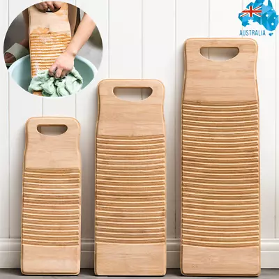 Natural Bamboo Wooden Washing Clothes Washboard Clean Shirts Home Laundry Board • $29.08