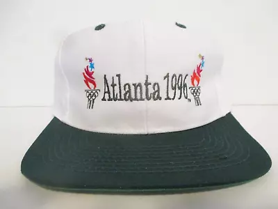 1996 Atlanta Olympic Games Twin Torches White/grn Cap Hat Snapback The Game Nwt • $22.50