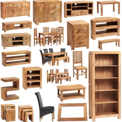 £322 • Buy Dakota Mango Light Wood Sideboard Dining Set Coffee Table Dining Room Furniture 