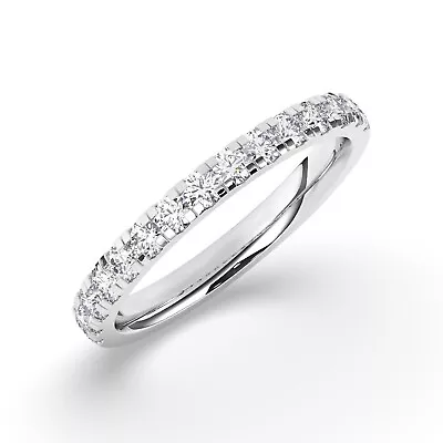 E/VS Lab-Grown Round Cut Diamond Half Eternity Ring In 950 Platinum • $899