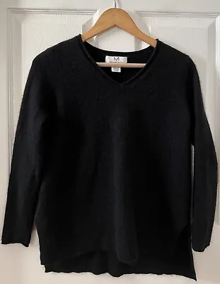 Magaschoni Womens Black Long Sleeve V Neck 100% Cashmere Sweater Sz M • $25.19