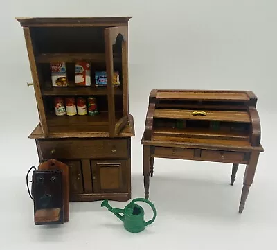 VTG Dollhouse Miniature ALL SHACKMAN Furniture Accessories-Desk Hutch Food Phone • $39.99