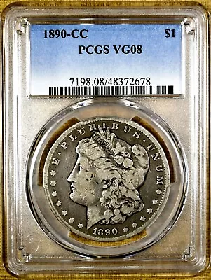 1890-CC PCGS VG08 Morgan Dollar - PQ !!! I Grade F12 • $195