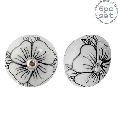 £10.99 • Buy Ceramic Door Knobs Cabinet Drawer Handle Set, Floral Design, Flower Bud - X6