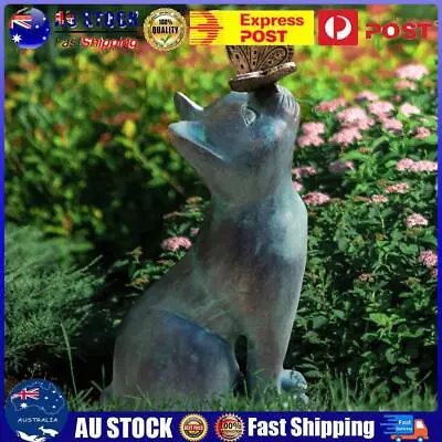 Resin Cat Garden Statue Ornament Cat Animal Sculpture Home Decor For Garden Yard • $15.09