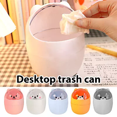 Mini Waste Bin Trash Can Desktop Garbage Basket Tabletop Trash Can With Lid • $10.88