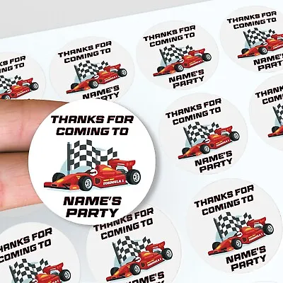 Personalised Racing Race Car Thank You Party Stickers For Bags Sweet Cones • £3.49