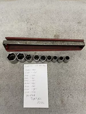 Snap On Vintage Underline 9 Piece 3/8  6 Point Shallow Chrome SAE Sockets USA • $17.50