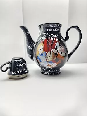 Disney Parks Alice In Wonderland “I'm Late” Mad Hatter Black Teapot *RETIRED* • $60