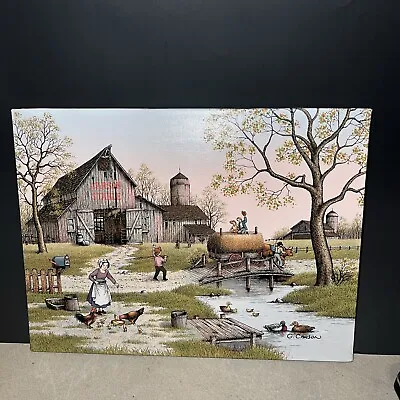 C Carson Stable On Canvas Farm With Stable And Wagon Chickens & Ducks • $18