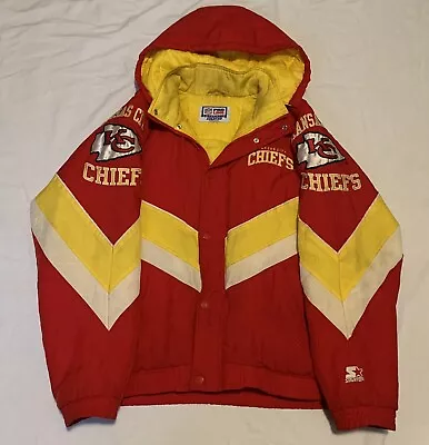 Vintage Kansas City Chiefs Starter Pro Line Puffer Pullover Jacket Size XXL • $200