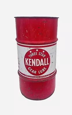 Three Star Kendall Oil Drum Gear Lube Can 15 Gal 120# Garage Trash Can Vintage • $179