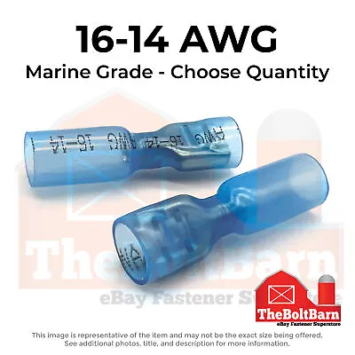 Blue Heat Shrink Marine Grade Female Spade Crimp Connectors Terminals AWG 16-14 • $71.09