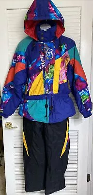 Women's Vintage 80s Pro Player Barbie Ski Jacket & Matching Bib Small Retro • $149.99