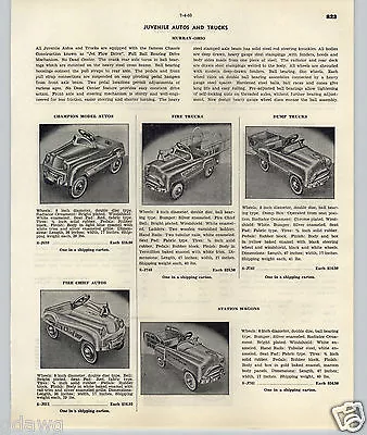 1951 53 PAPER AD Murray Ohio Pedal Car Cars Champion Station Wagon Dump Truck • $14.99