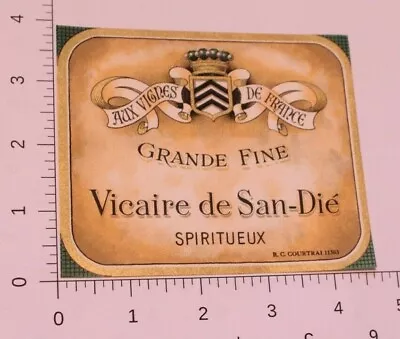 Vintage Vicaire De San-Die Grande Fine French Wine Label • $6.29