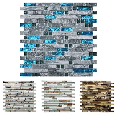 Art3d 12 X12  Glass-N-Natural Marble Mosaic Tile For Bathroom Kitchen Backsplash • $15.99
