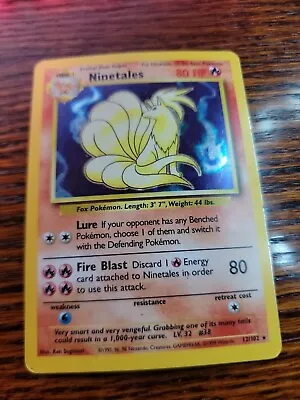 Pokemon WOTC Ninetales 12/102 Base Set UNLIMITED Holofoil Rare MP • $9.99