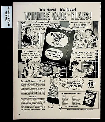 1948 Windex Wax For Glass Cleaning Supplies Woman Vintage Print Ad 28263 • $7.48