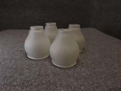 Frosted Ribbed Glass Lamp Light Shades Globes Ceiling Fan 2-1/4 Fitter Set Of 4 • $29.98