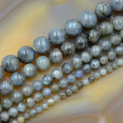 Natural Labradorite Gemstone Round Loose Beads 15.5  4mm 6mm 8mm 10mm • $5.99