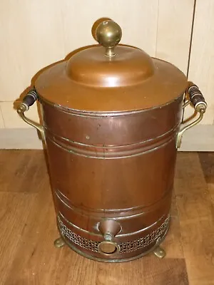 Antique Large Copper Coal Scuttle With 3 Legs And Lid • £44.99