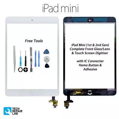 NEW IPad Mini 1 & 2 Complete Front Glass/Digitiser Touch Screen W/Tools - WHITE • £9.95