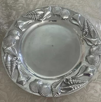 Vintage 1993 Mariposa Mexico Pewter Shell Serving Plate 13 1/2” • $29.99