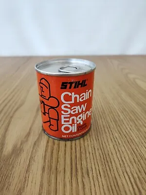 Vintage Stihl Chain Saw Motor Oil Can Full Graphic Advertising Gas Engine  • $10
