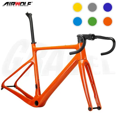 AIRWOLF T1100 Carbon Gravel Frame Road Bicycle Frameset 700*40C With Handlebar • $1063.33