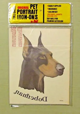 Vintage NOS DOBERMAN PINSCHER Transparent Iron On Decal Dog Pet Portrait Redi • $19.97