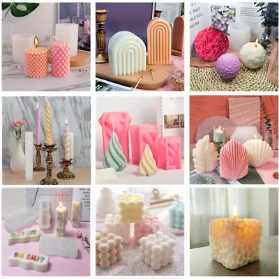 3D DIY Candle Mold Silicone Aromatherapy Candle Making Wax Molds Soap Moulds UK • £12.60