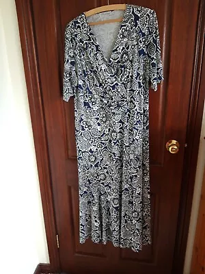 David Nieper Tea Dress Size 16  Navy And White Floral  • £10