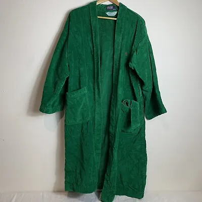 Vintage Polo By Ralph Lauren Men's Green Cotton Tie Closure Robe • $19.97