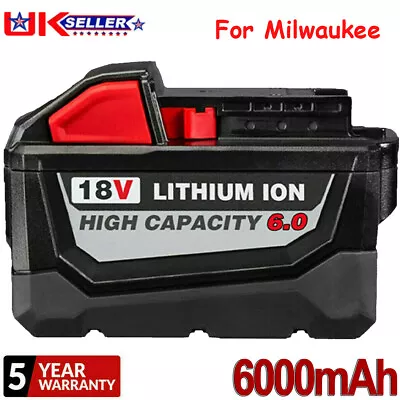 Battery For Milwaukee M18 18V 6.0Ah High Capacity Li-ion 18V M18B5 48-11-1860 UK • £19.92