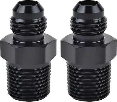 3/8  NPT To 6AN Fitting Male Straight Fittings Adapter Aluminum Black 2Pcs • $9.99