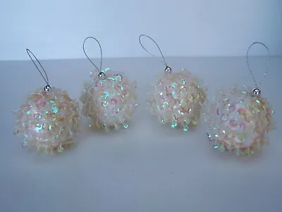 Vintage Pastel Sequined Christmas Tree Decorations Baubles • $16.25