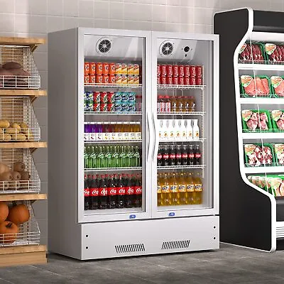 New Commercial Merchandiser Cooler 2 Glass Door Display Refrigerator 17.1 Cu.Ft • $1099