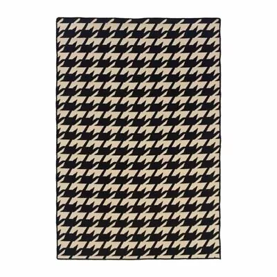 Hawthorne Collection 5' X 8' Hand Woven Houndstooth Wool Rug In Gray • $98.76