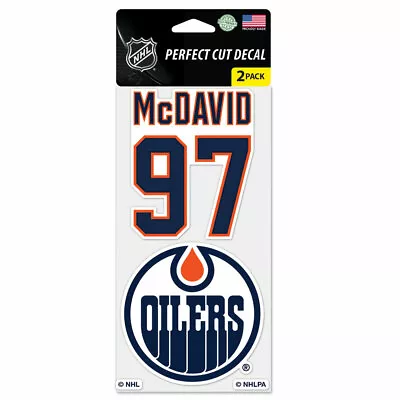 CONNOR McDAVID EDMONTON OILERS 2 PC. PERFECT CUT DECAL SHEET 4 X8  NHL LICENSED • $11.99