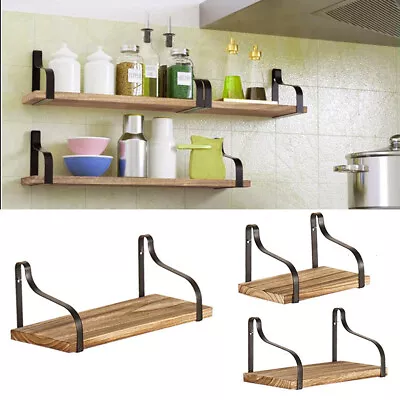 1 3 Wood Flosting Shelf Shelves Kit Wall Mount Display Unit Home Office Bathroom • £14.94