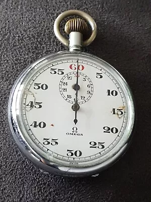 OMEGA STOPWATCH 50mm 11 JEWELS VINTAGE SILVER TONE • £59.95