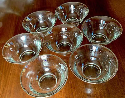 Vtg Clear Glass Silver Rim Desert Nut Serving Bowls MCM 2.5”Hx5.25”D Set Of 7 • $32