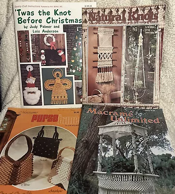 8 Vintage Macrame Books Lot Plant Pot Hangers Wall Hangings Decor 1970's • $25