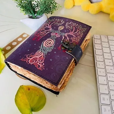 Tree Of Life Handmade Leather Journal Vintage Leather Journal With Deckle Paper • $38.99