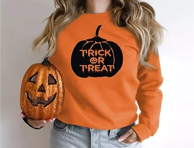 Happy Halloween Pumpkin Tee Witch  Season Unisex Sweatshirt Trick Or Treat 4 • £10.69