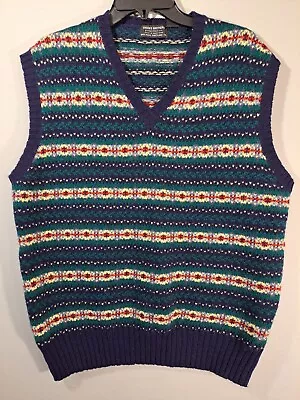 Brooks Brother Shetland Wool Sweater Vest Mens Size XL Green Fair Isle  • $34.95