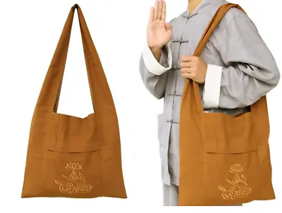 Embroidery Zen Monk Buddhist Meditation Kung Fu Temple Shoulder Bag Canvas Bags • $22.44