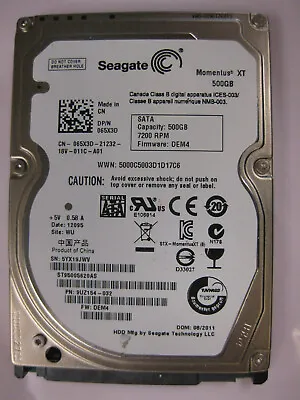 500GB SATA Laptop Hard Drive 2.5  Seagate ST95005620AS   9UZ154  500gb  7200 RPM • $9.99