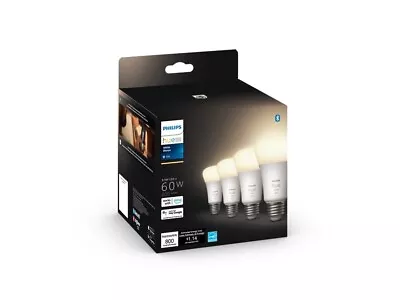 Philips - Hue A19 Bluetooth 60W Smart LED Bulb (4-Pack) - White - NEW • $47.88